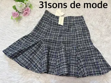 새상품 31sons de mode 트위드 미니 스커트 사다리꼴 플레어 S