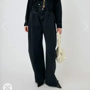 [컨디션 최상] MOUSSY 블랙 데님 와이드 레그