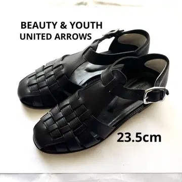 새상품급 BEAUTY & YOUTH 가죽 구르카 샌들 블랙 23.5cm