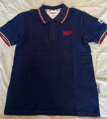 Lonsdale 네이비 피케 셔츠 뒷면 Union Jack 패턴 S