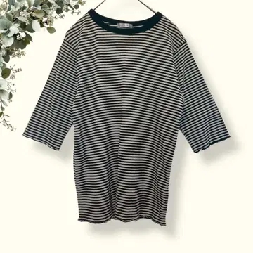 mysa closet [L] 7부 소매 티셔츠/보더/메로우 가공/상의