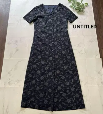 새상품급 UNTITLED 자수 패턴 롱 원피스 사이즈 9 블랙 워셔블