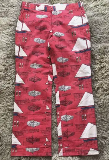 진품 70년대 범선 패턴 플레어 팬츠 올 패턴 빈티지 부츠컷 히피