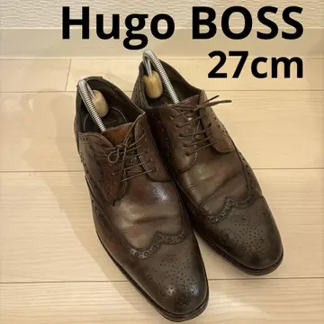 BOSS 다크 브라운 윙 팁 가죽 신발 27cm