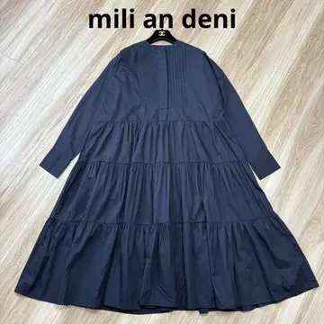 새상품 티어드 원피스 밴드 카라 핀턱 블랙 미사용 미 Lian Danni