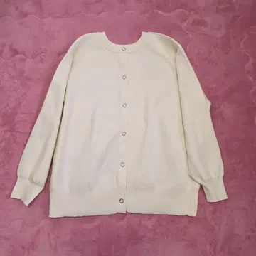 미사용 아이보리 버튼이 달린 긴팔 가디건 빅 사이즈 3L~4L