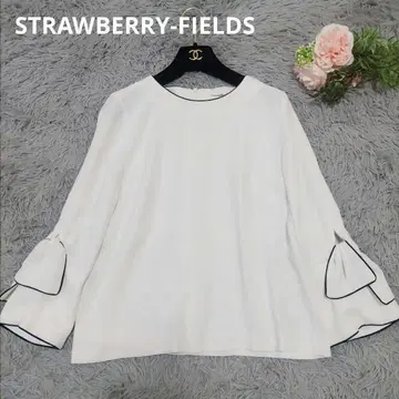 새상품급 스트로베리 필드 바이컬러 리본 조젯 블라우스