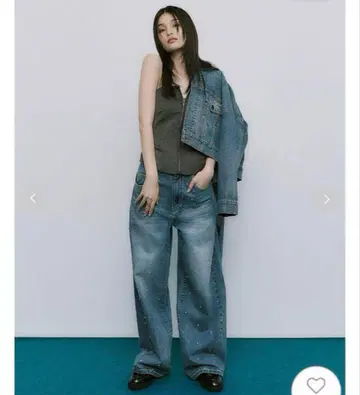 FRAYI.D 새상품 하이웨스트 와이드 비쥬 데님