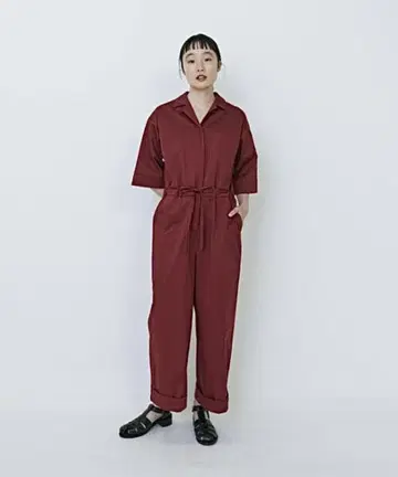 코튼 린넨 슬라브 새틴 올인원 로즈 빨간색