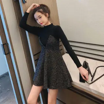 슬리브리스 A 라인 미니 원피스 블랙