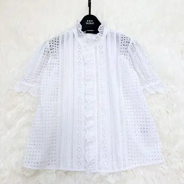 [새상품급] 폴로 랄프로렌 아이렛 블라우스 레이스 프릴 컷워크