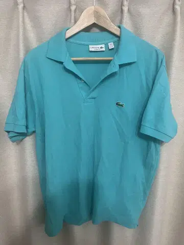LACOSTE 아쿠아 블루 피케 셔츠 L