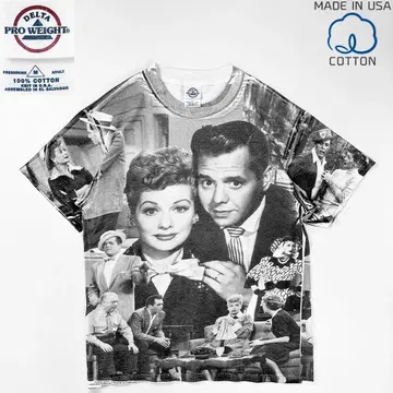 90년대 I LOVE LUCY 올 패턴 사진 빈티지 티셔츠