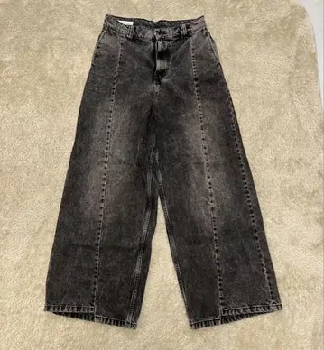 ZARA 심 디테일 배기 데님 팬츠 블랙