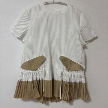 새상품급 sacai 플리츠 블라우스 상의 화이트 베이지 2