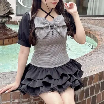 Evelyn 빅 리본 티어드 OP 원피스 미사용 새상품 하라주쿠 한정판