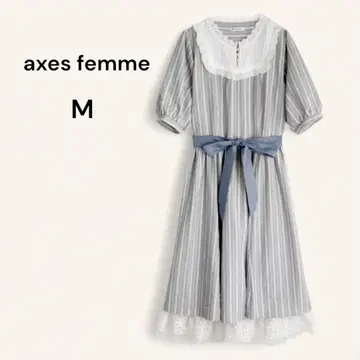 [새상품급] axes femme 롱 원피스 스트라이프 레이스 M