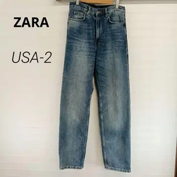H7002 [ ZARA ] 스트레이트 데님 팬츠 L 파랑 스트레치 자라