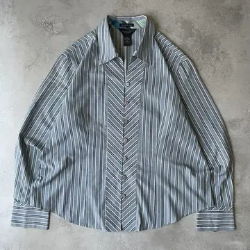 90s VAN HEUSEN 스트라이프 셔츠 여성용 XL 긴팔 셔츠