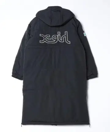 여성용 xgirl 로고 자수 블랙 롱 코트