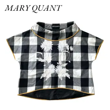 MARY QUANT 마리콴트 상의 체크 꽃무늬 자수