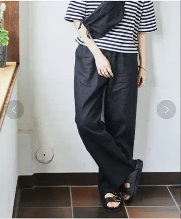 어반 리서치 린넨 이지 와이드 팬츠 린넨 마 100% 블랙