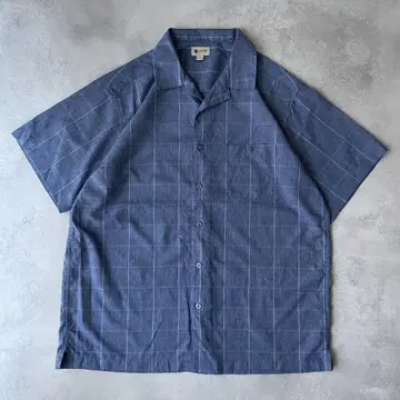 00s HAGGAR 하가 오픈 카라 셔츠 체크 셔츠 XL 블루