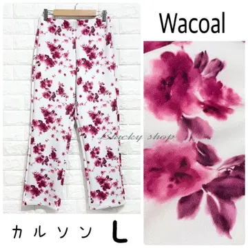[미사용] 와코루 칼손 팬츠 스트레이트 꽃무늬 화이트 L