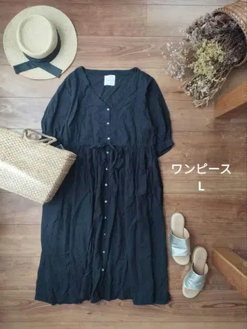 avecmoi 아베쿠모아 셔츠 끈 원피스 블랙