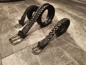 블랙 가죽 웨빙 벨트 3개 세트