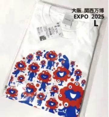 오사카 간사이 엑스포 티셔츠 밋밋한 포즈 EXPO2025 L 사이즈