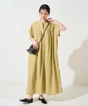 인도 보일 사다리 레이스 버튼 슬리브리스 원피스 [한정판]