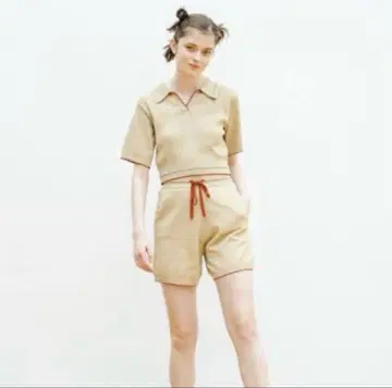 pinue 폴로 칼라 니트 셋업 숏팬츠 피누에
