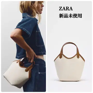 완판템 ZARA 대비 캔버스 미니 토트백 택 포함 새상품