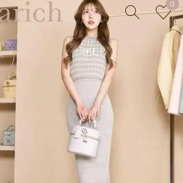 DD 마린 보더 니트 롱 원피스 그레이
