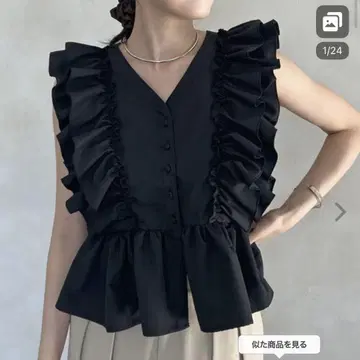 Thevon 프릴 숄더 페플럼 블라우스 내추럴 꾸뛰르 ZARA