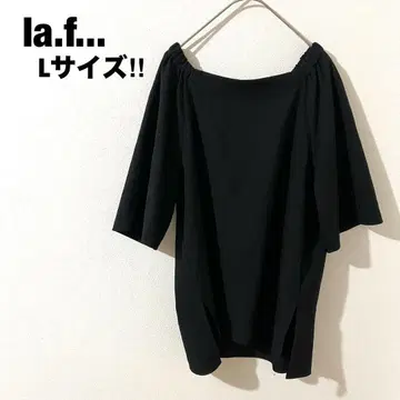 la.f... 라에프 반팔 셔츠 튜닉 블랙 빅 사이즈 L 스트라이프