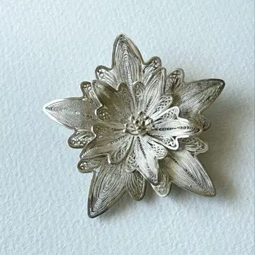 은선 세공 필리그리 꽃 브로치 실버 925