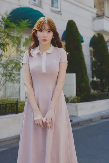herlipto 쇼트 슬리브 폴로 드레스 로즈 M