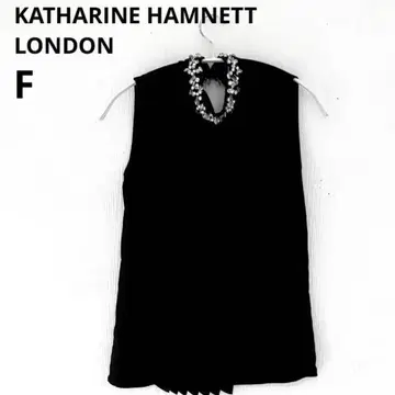 KATHARINE HAMNETT 슬리브리스 블라우스 F 블랙 플리츠