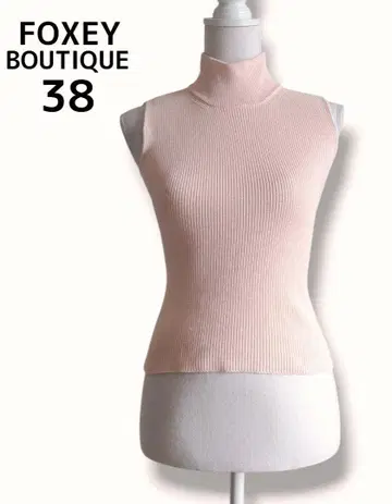 FOXEY BOUTIQUE 하이넥 리브 니트 슬리브리스 38