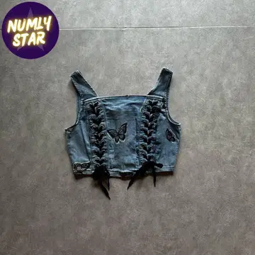 archive grunge butterfly denim bustier