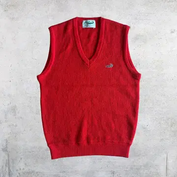 00's CROCODILE 니트 베스트 V넥 빨간색 사이즈 L 골프 자수
