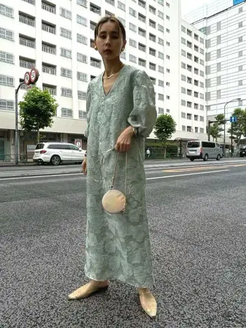 AMERI FLOWER JACQUARD STRAIGHT DRESS