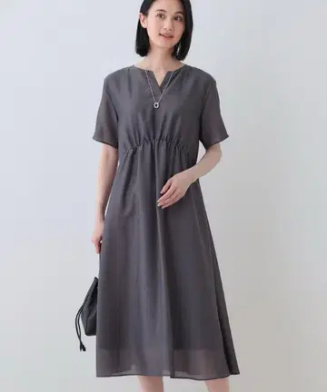 INDIVI 인디비 [세탁 가능/에어리] 하이웨스트 원피스