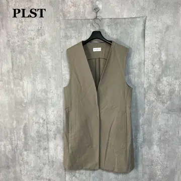 PLST 코튼 블렌드 노카라 미들 베스트 M