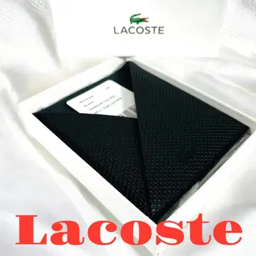 Lacoste 라코스테 블랙 가죽 여권 홀더 박스 포함