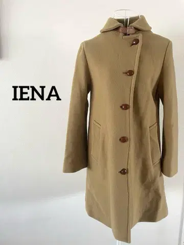 [IENA] 울 코트 목 부분 버클 부착 베이지 38