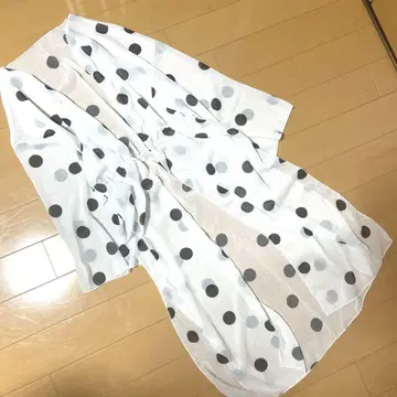 도트 시어 가운 롱 가디건 화이트