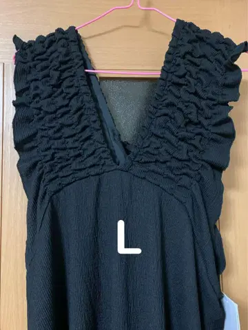 시마무라 BlueStrive 셔링 원피스 블랙 L 사이즈
